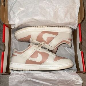 Nike Dunk Low in Cream and Light Pink